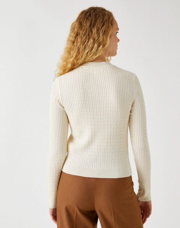 ⁦Knitted Detailed Sweater Cream⁩ - الصورة ⁦3⁩