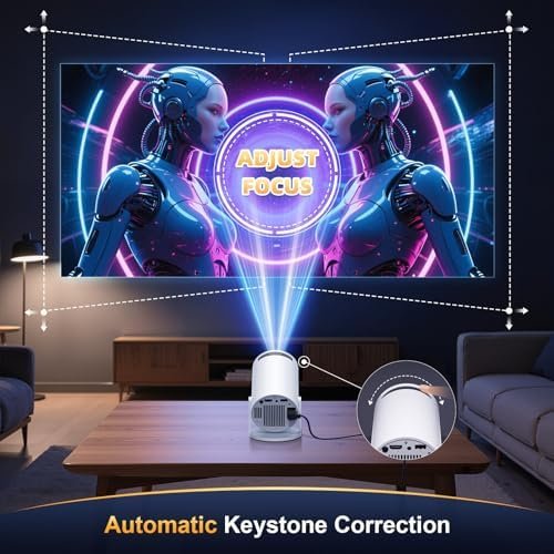 جهاز عرض صغير يدعم دقة 4K وFHD بنظام أندرويد 11 مع واي فاي 6 مزدوج النطاق وبلوتوث 5.2، جهاز عرض سينما منزلي/ جهاز عرض خارجي للموبايل، جهاز عرض ذكي للفيديو مع قدرة دوران 180 درجة وتعديل تلقائي Amazon.eg - الصورة 5