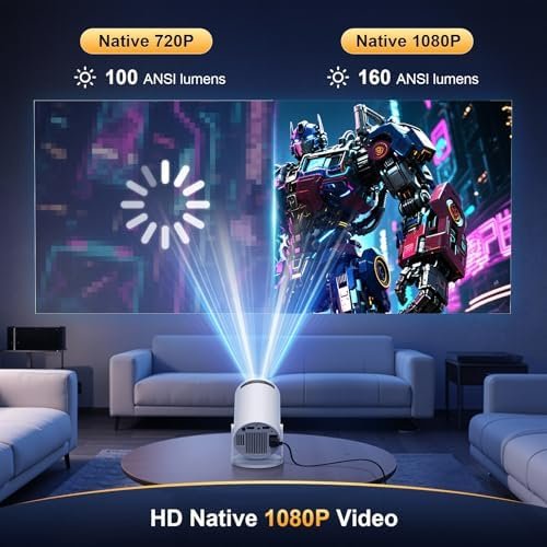 جهاز عرض صغير يدعم دقة 4K وFHD بنظام أندرويد 11 مع واي فاي 6 مزدوج النطاق وبلوتوث 5.2، جهاز عرض سينما منزلي/ جهاز عرض خارجي للموبايل، جهاز عرض ذكي للفيديو مع قدرة دوران 180 درجة وتعديل تلقائي Amazon.eg - الصورة 2