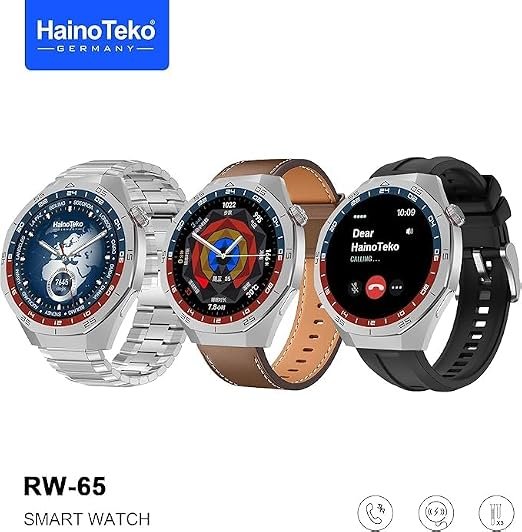 Hainoo Teko germany GT5 Pro Smart Watch RW-65, AMOLED Display, Voice Assistant, 3 Straps, Wireless Charging (black) Buy Online at Best Price in Egypt - الصورة 3