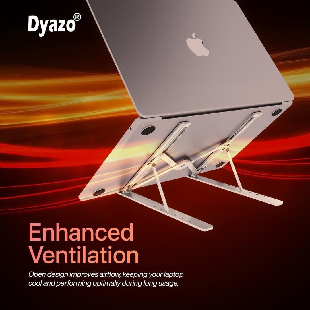 Dyazo Adjustable Laptop Stand, Portable Aluminum Laptop Holder Adjustable Height Laptop Stand for Desk, Notebook Stand for MacBook Pro/Air, HP, Lenovo, Sony, Dell, 10-15.6” Laptops, Tablet Buy Online at Best Price in Egypt . - الصورة 5
