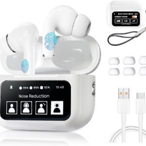 WOAKUSO A9Pro Bluetooth headset, ANC Smart Noise Reduction Headset, TWS, Screen Control, Multi-Function Color Screen, Long Battery Life, White Buy Online at Best Price in Egypt .