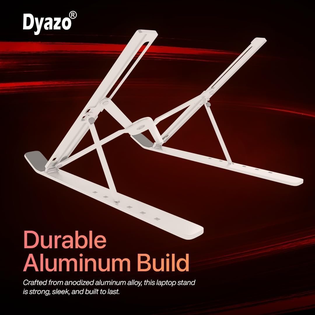Dyazo Adjustable Laptop Stand, Portable Aluminum Laptop Holder Adjustable Height Laptop Stand for Desk, Notebook Stand for MacBook Pro/Air, HP, Lenovo, Sony, Dell, 10-15.6” Laptops, Tablet Buy Online at Best Price in Egypt . - الصورة 4