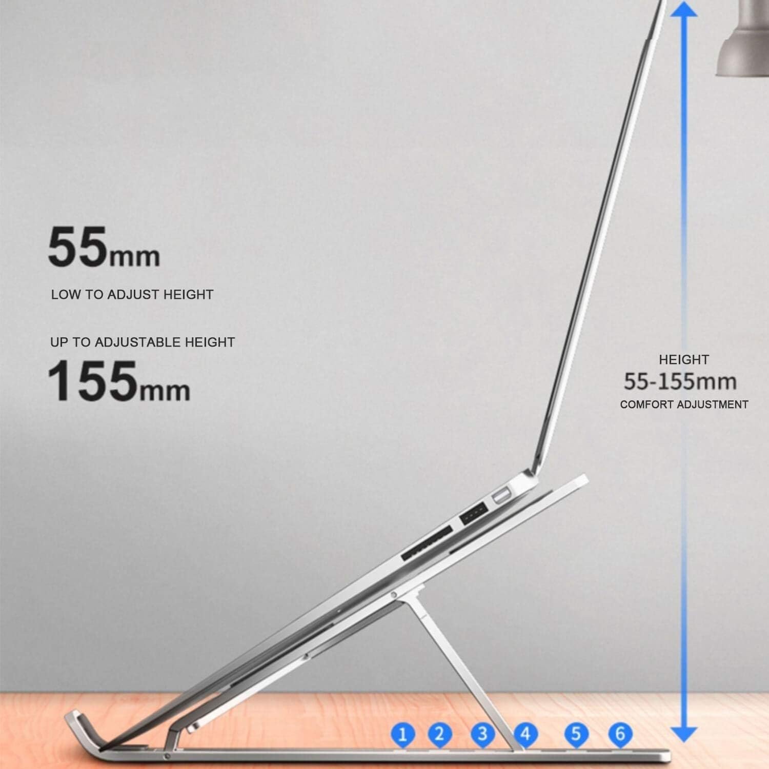 Dyazo Adjustable Laptop Stand, Portable Aluminum Laptop Holder Adjustable Height Laptop Stand for Desk, Notebook Stand for MacBook Pro/Air, HP, Lenovo, Sony, Dell, 10-15.6” Laptops, Tablet Buy Online at Best Price in Egypt . - الصورة 3
