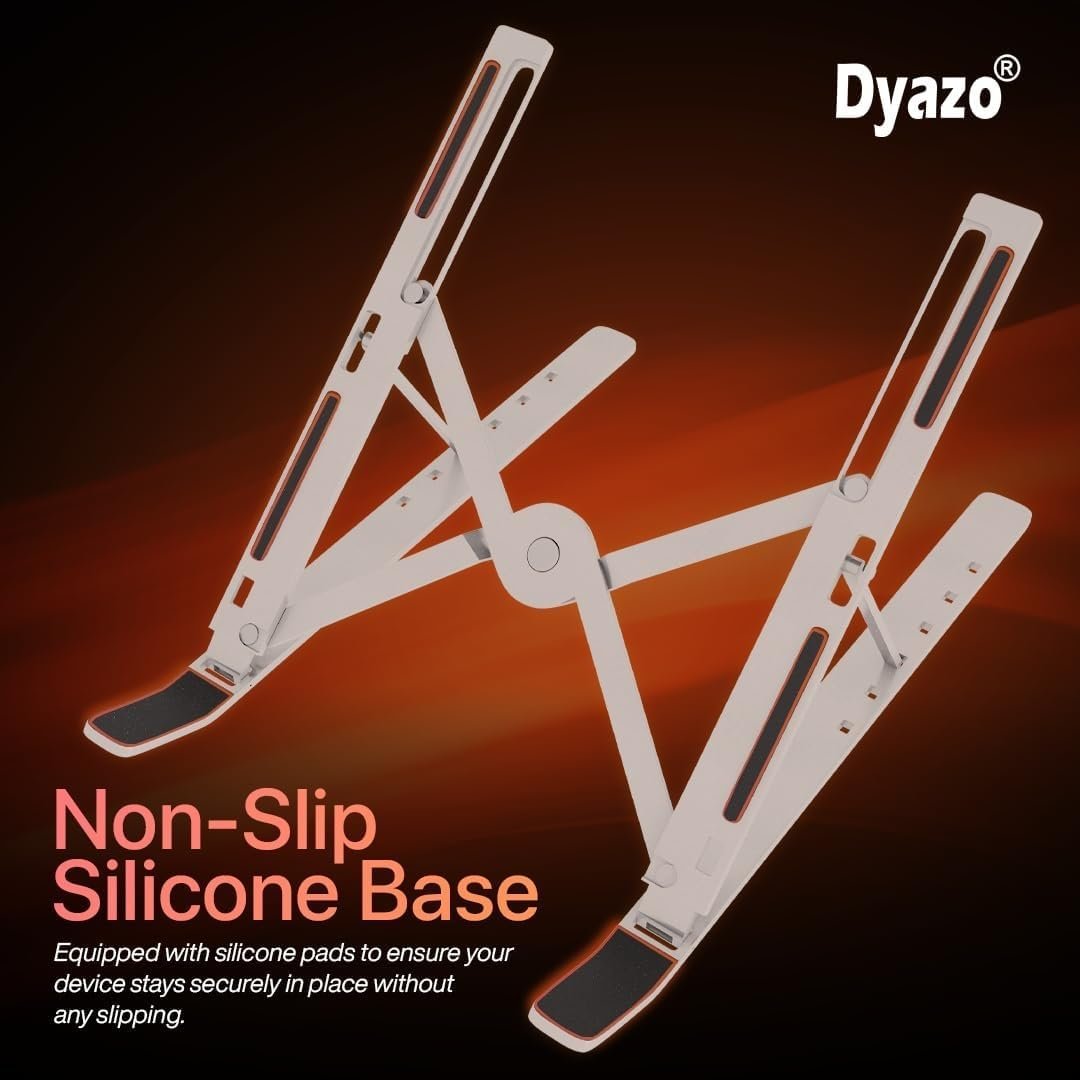 Dyazo Adjustable Laptop Stand, Portable Aluminum Laptop Holder Adjustable Height Laptop Stand for Desk, Notebook Stand for MacBook Pro/Air, HP, Lenovo, Sony, Dell, 10-15.6” Laptops, Tablet Buy Online at Best Price in Egypt . - الصورة 8
