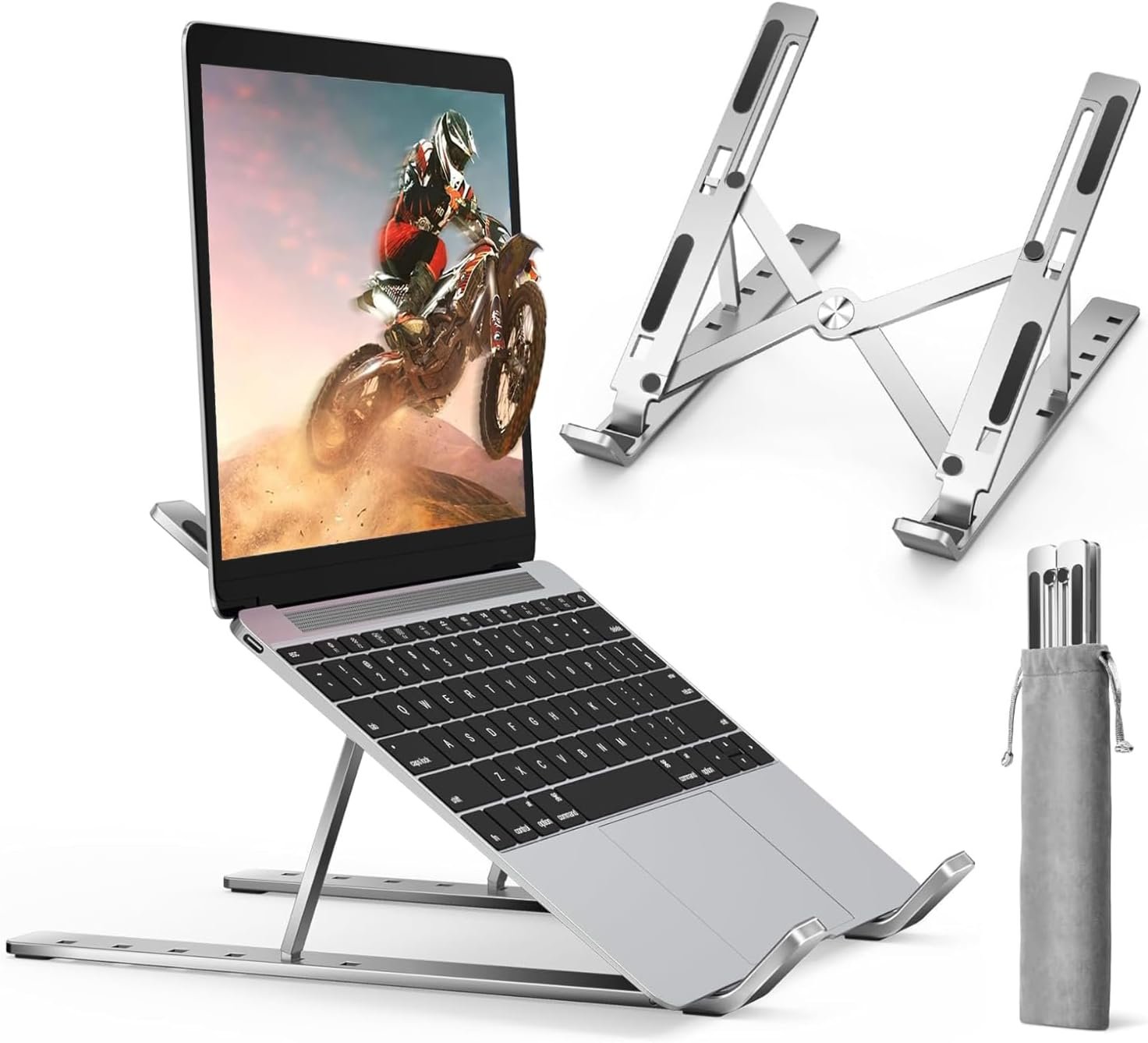 Dyazo Adjustable Laptop Stand, Portable Aluminum Laptop Holder Adjustable Height Laptop Stand for Desk, Notebook Stand for MacBook Pro/Air, HP, Lenovo, Sony, Dell, 10-15.6” Laptops, Tablet Buy Online at Best Price in Egypt .