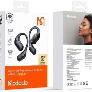 Mcdodou Open-Ear True Wireless Earbuds with LED Display, White | 24H Playtime, No Sound Leak, IP54 Waterproof, USB-C Charging, Over-Ear Hook Design Buy Online at Best Price in Egypt .