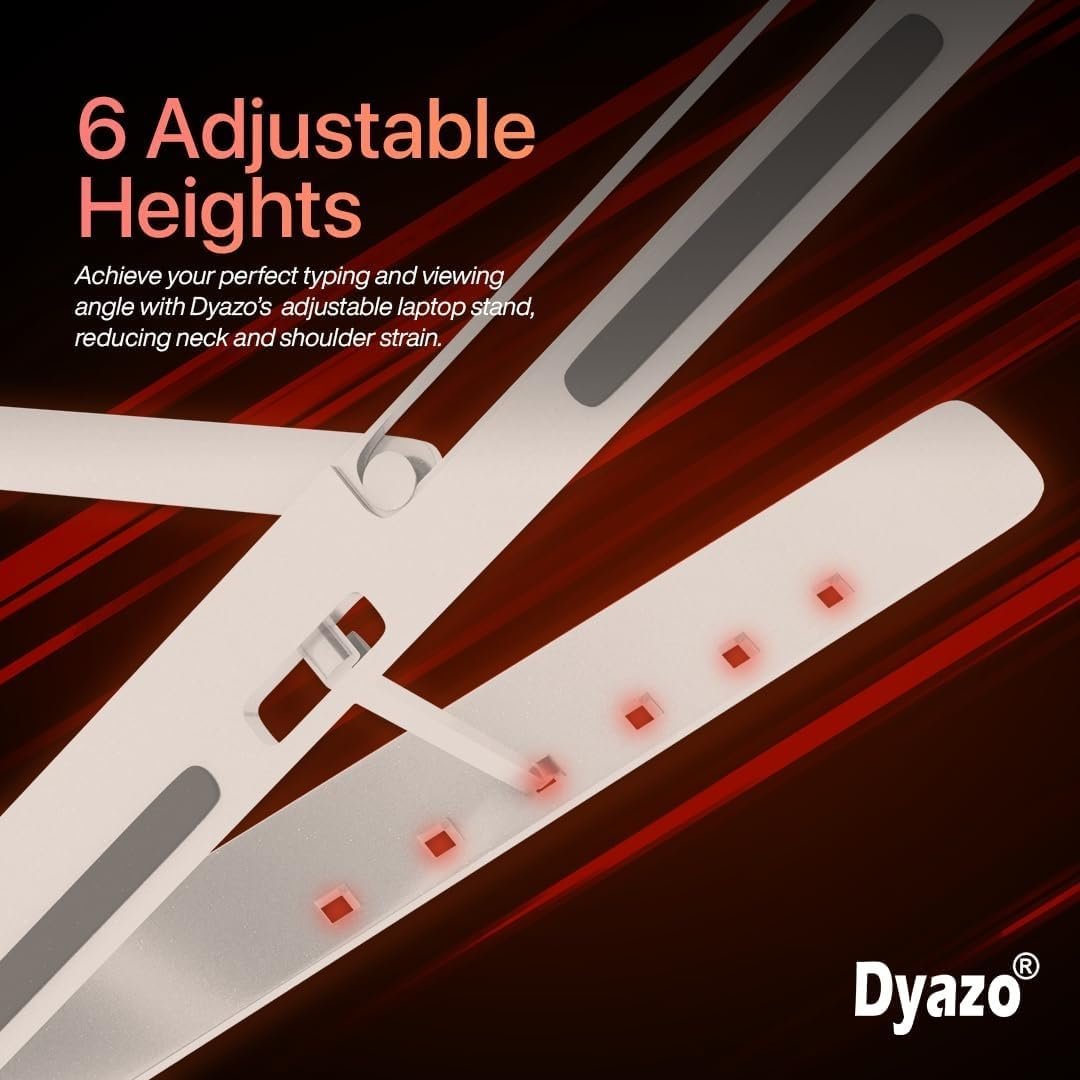 Dyazo Adjustable Laptop Stand, Portable Aluminum Laptop Holder Adjustable Height Laptop Stand for Desk, Notebook Stand for MacBook Pro/Air, HP, Lenovo, Sony, Dell, 10-15.6” Laptops, Tablet Buy Online at Best Price in Egypt . - الصورة 2
