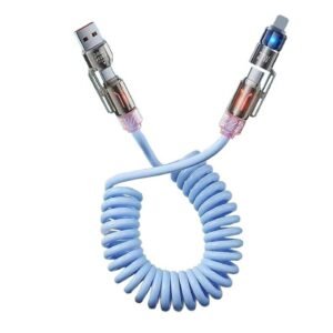 BommaxPro Scented & Color-Charging Glow 240W 4-in-1 Retractable Spring Cable, 2m/6.56ft Tangle-Free Fast Charging with Dual Type-C, USB-A & Lighting for Phone Tablet Laptop Car Accessories Buy Online at Best Price in Egypt