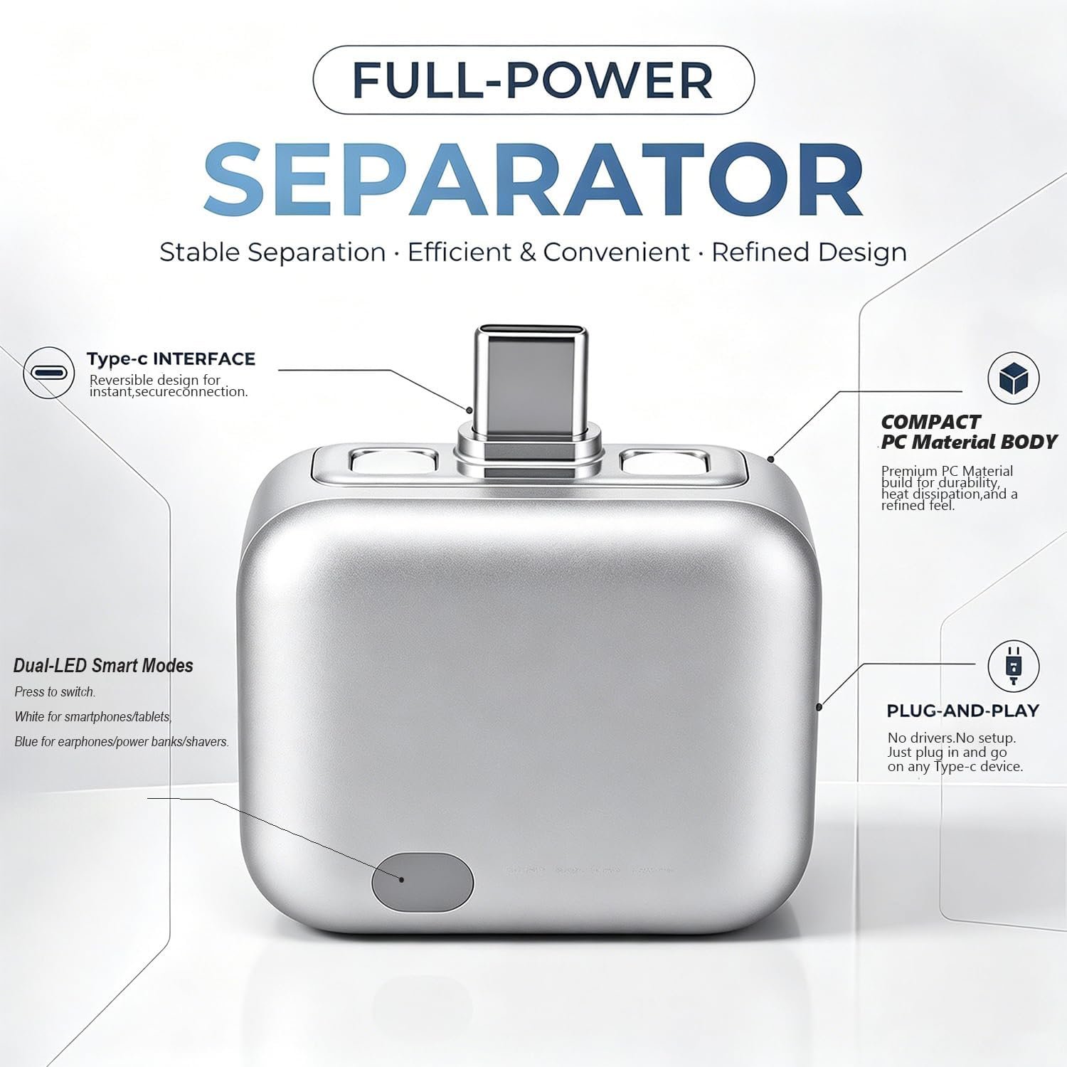 Hexibii & KUWAJIA 140W USB-C Charging Adapter Separator, Physical Disconnect for Overcharge Prevention, Smart Auto Stops Charging When Full, Type-C Compatible with iPhone 17/16/15, Laptops, Tablets Buy Online at Best Price in Egypt . - الصورة 5