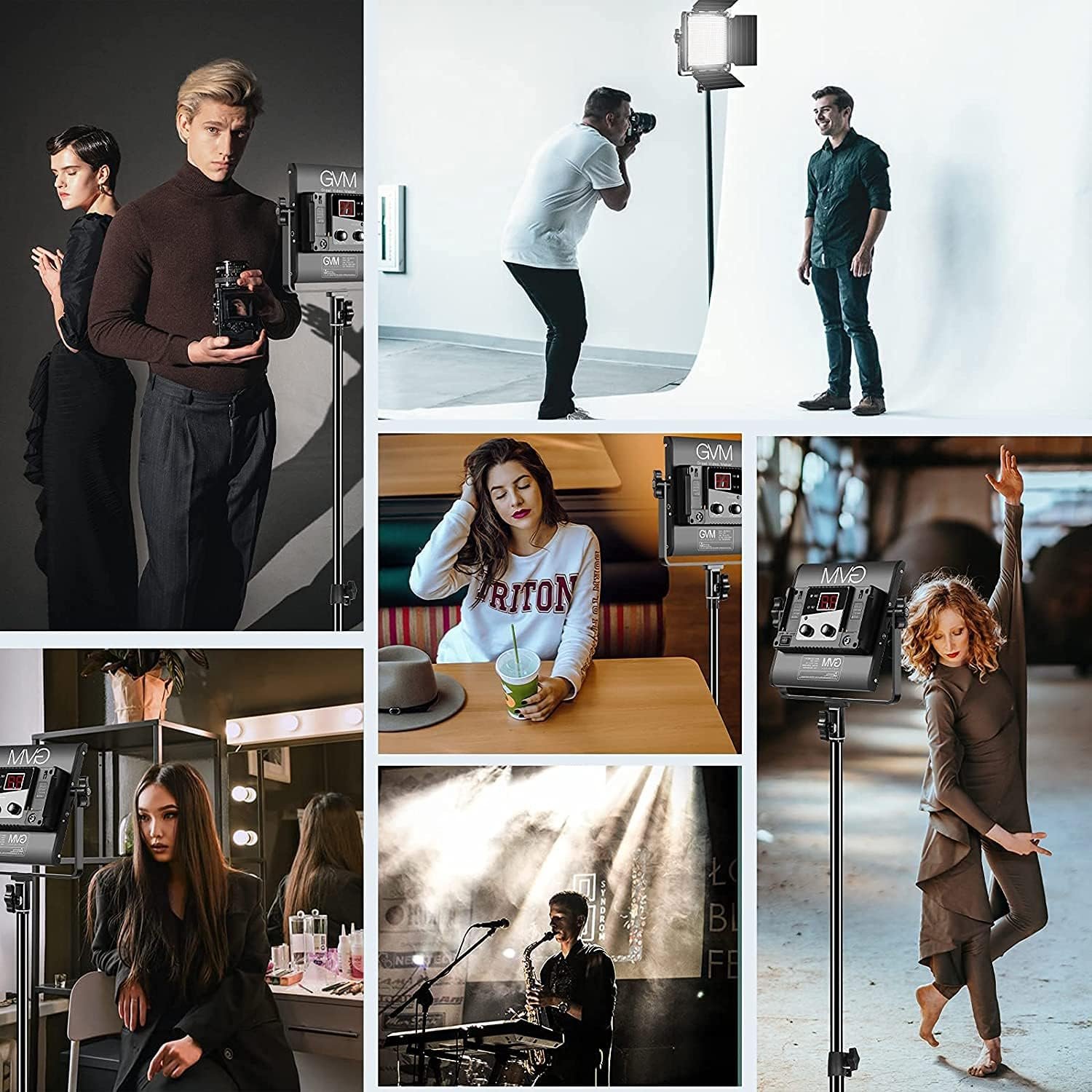 GVM 3 Pack LED Video Lighting Kits with APP Control, Bi-Color Variable 2300K~6800K with Digital Display Brightness of 10~100% for Video Photography, CRI97+ TLCI97 Led Video Light Panel +Barndoor : Electronics - الصورة 7