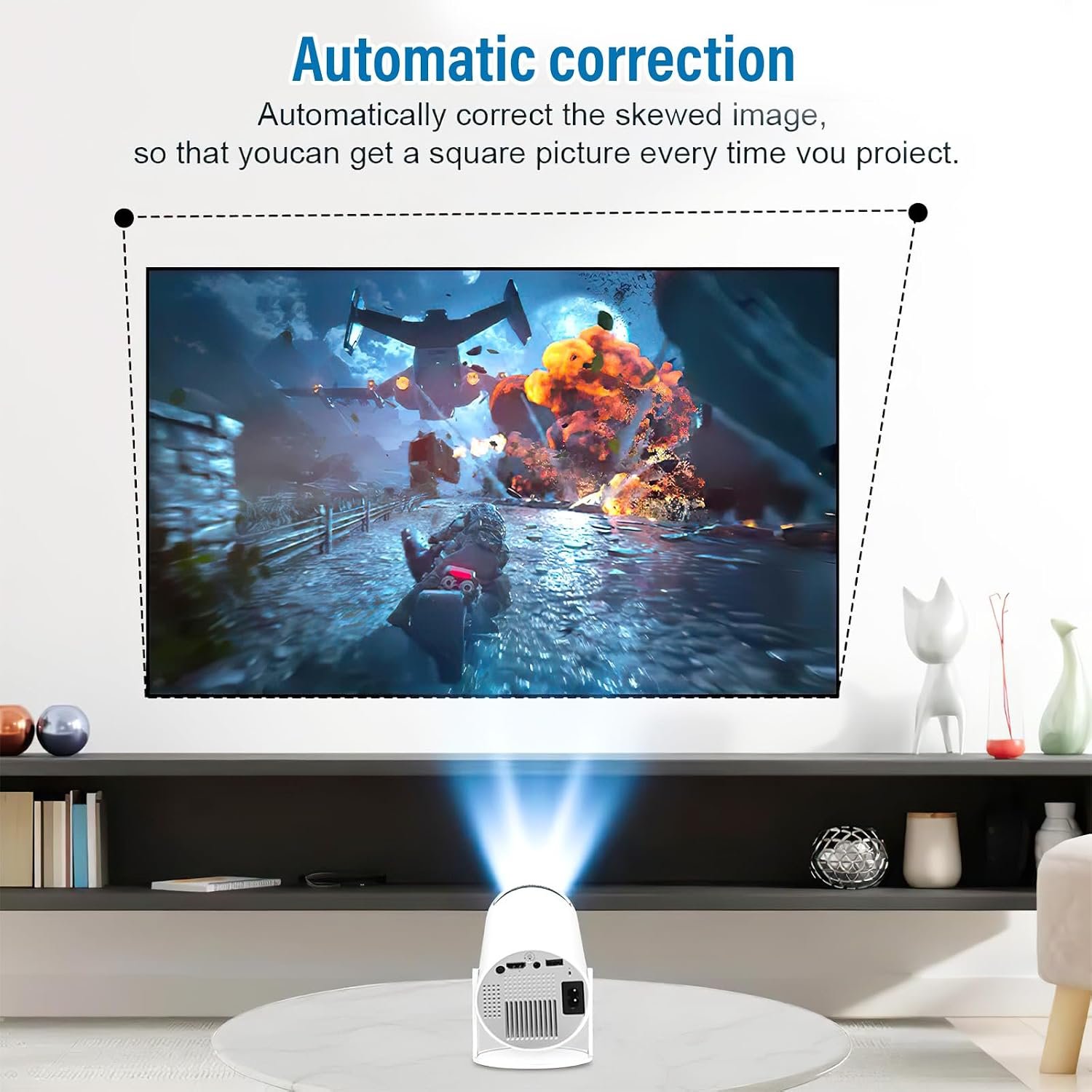 Mini Projector with Android 11, Mini Video Projector HY300 200ANSI 8000 Lumens, 4K WiFi 5G Bluetooth 5.0 Projector, 180° Cinema Projector Can Rotate for TV Stick Buy Online at Best Price in Egypt . - الصورة 5