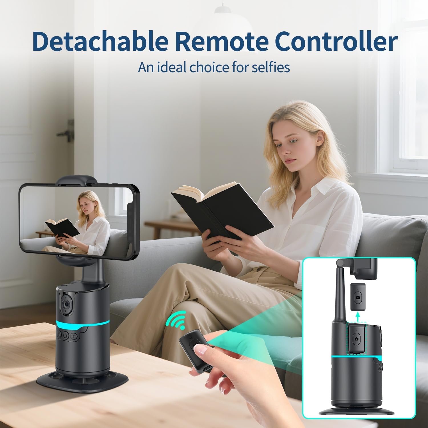 TOALLIN Auto Face Tracking Phone Holder & Tripod, Smart Shooting Gimbal | Remote Control, 360° Rotation Phone Stand for Video Recording Live Streaming Vlogging Buy Online at Best Price in Egypt - الصورة 5