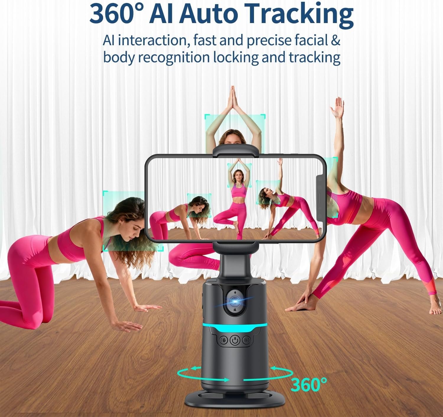 TOALLIN Auto Face Tracking Phone Holder & Tripod, Smart Shooting Gimbal | Remote Control, 360° Rotation Phone Stand for Video Recording Live Streaming Vlogging Buy Online at Best Price in Egypt - الصورة 3
