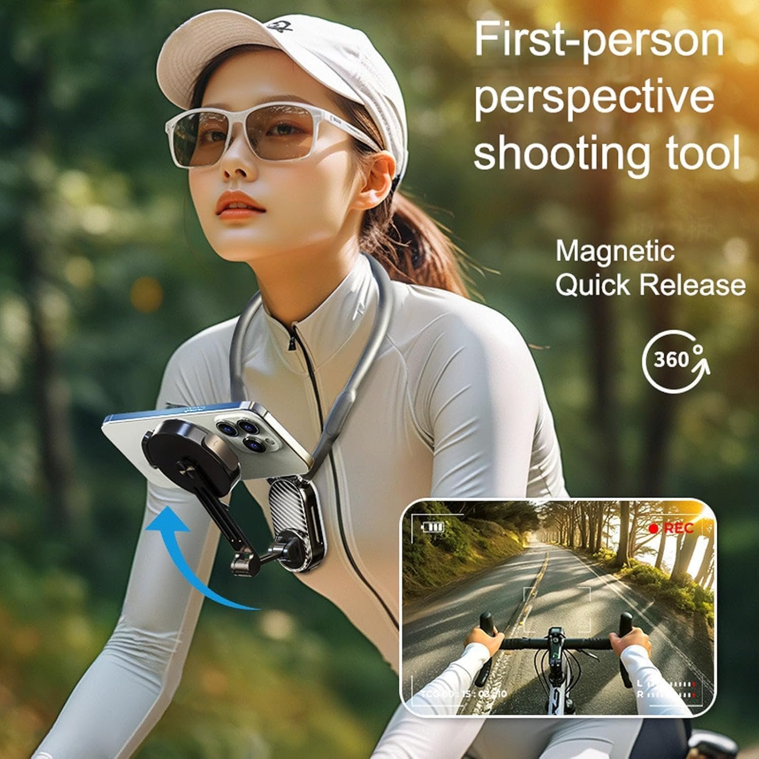 Neck-Mounted Phone Holder with Magnetic Quick Release, 360° | Aviation Grade Alloy, 16 Magnets, First-Person View, Removable Adapter, Hands-Free Recording Buy Online at Best Price in Egypt . - الصورة 3