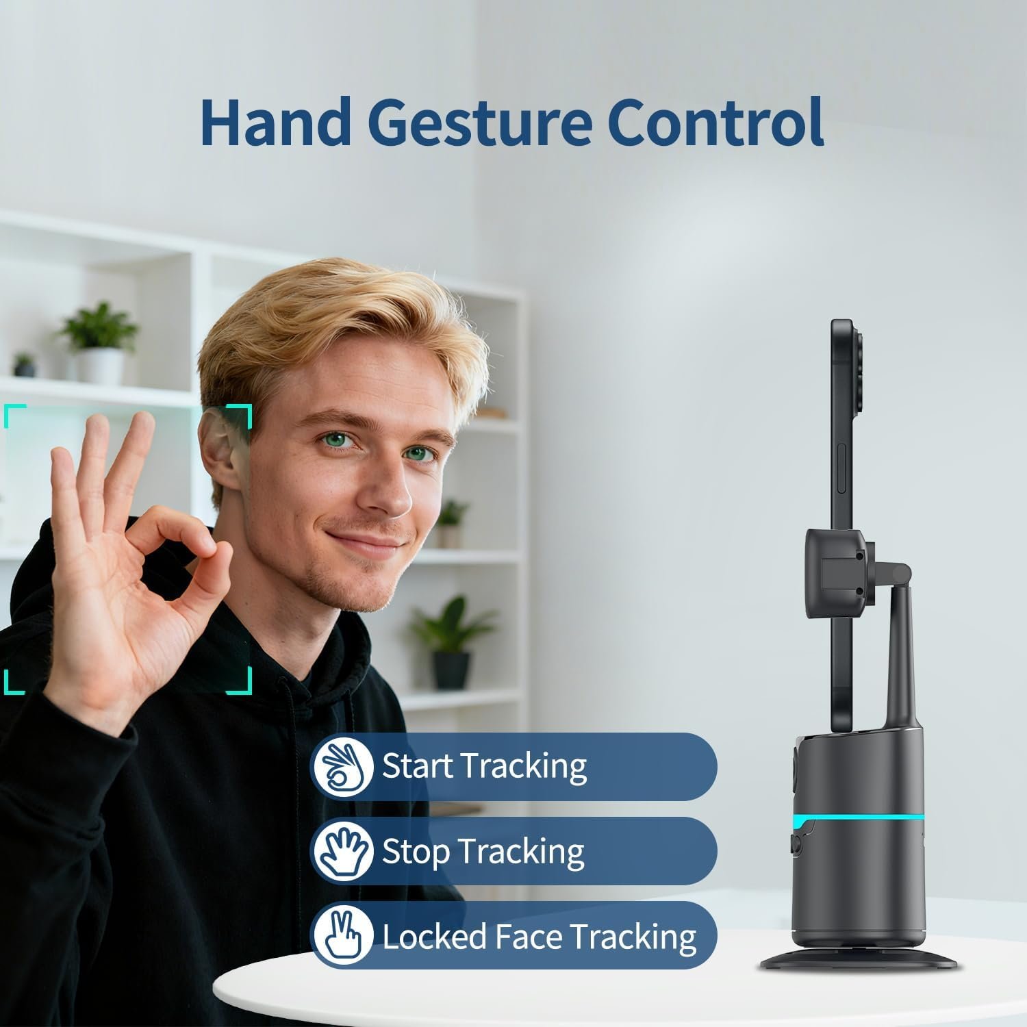 TOALLIN Auto Face Tracking Phone Holder & Tripod, Smart Shooting Gimbal | Remote Control, 360° Rotation Phone Stand for Video Recording Live Streaming Vlogging Buy Online at Best Price in Egypt - الصورة 4