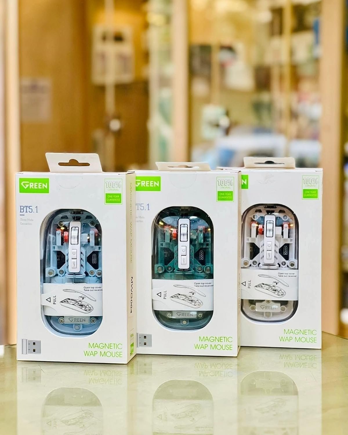 Green Wireless Bluetooth5.1&2.4G Mini Lightweight Mouse,Transparent Clear Cool,Rechargeable Silent Computer Mice,Nano USB C Receiver,LED Battery Magic Silm for Office/PC/Mac/Laptop/Apple/ipad(Blue) Buy Online at Best Price in Egypt . - الصورة 2