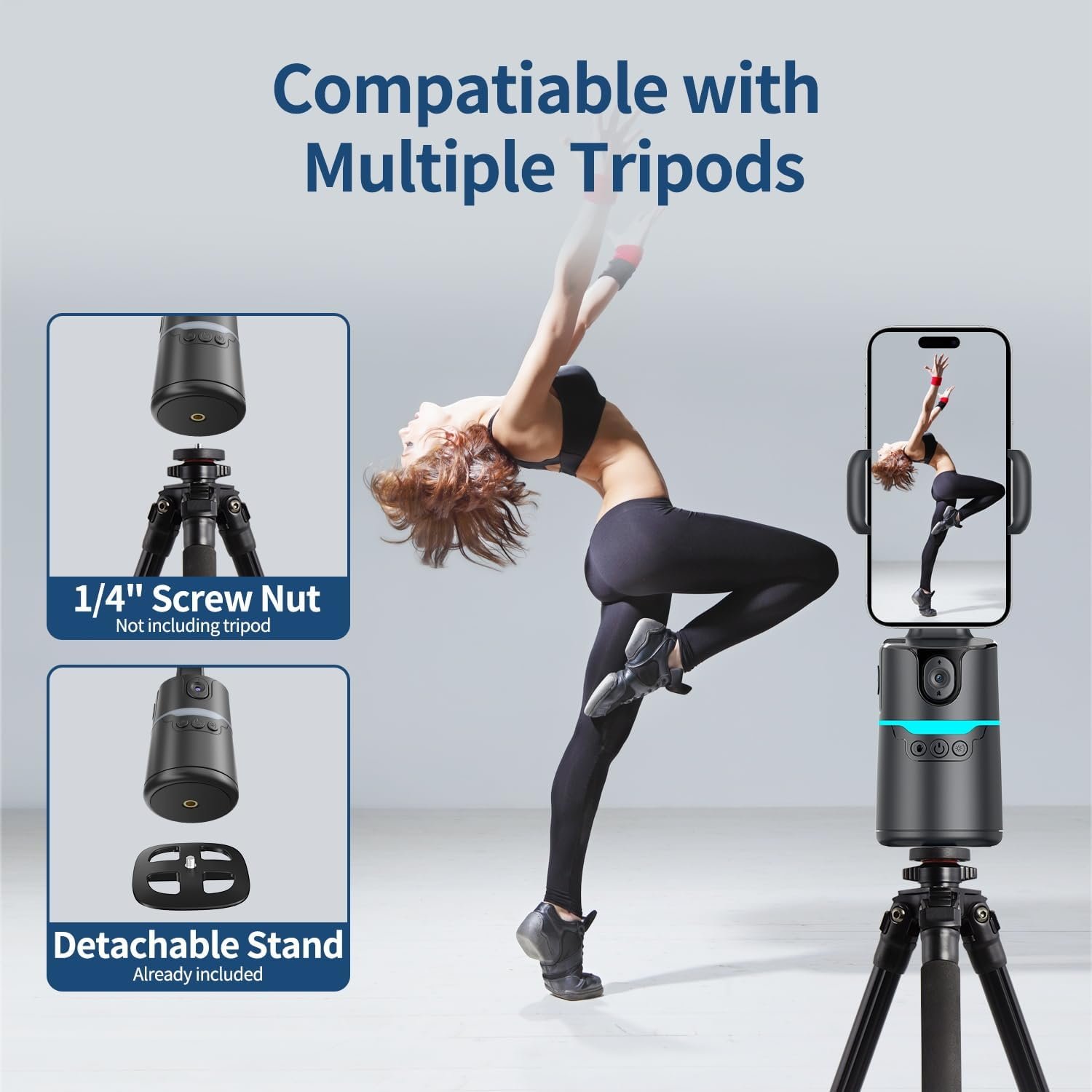 TOALLIN Auto Face Tracking Phone Holder & Tripod, Smart Shooting Gimbal | Remote Control, 360° Rotation Phone Stand for Video Recording Live Streaming Vlogging Buy Online at Best Price in Egypt - الصورة 7