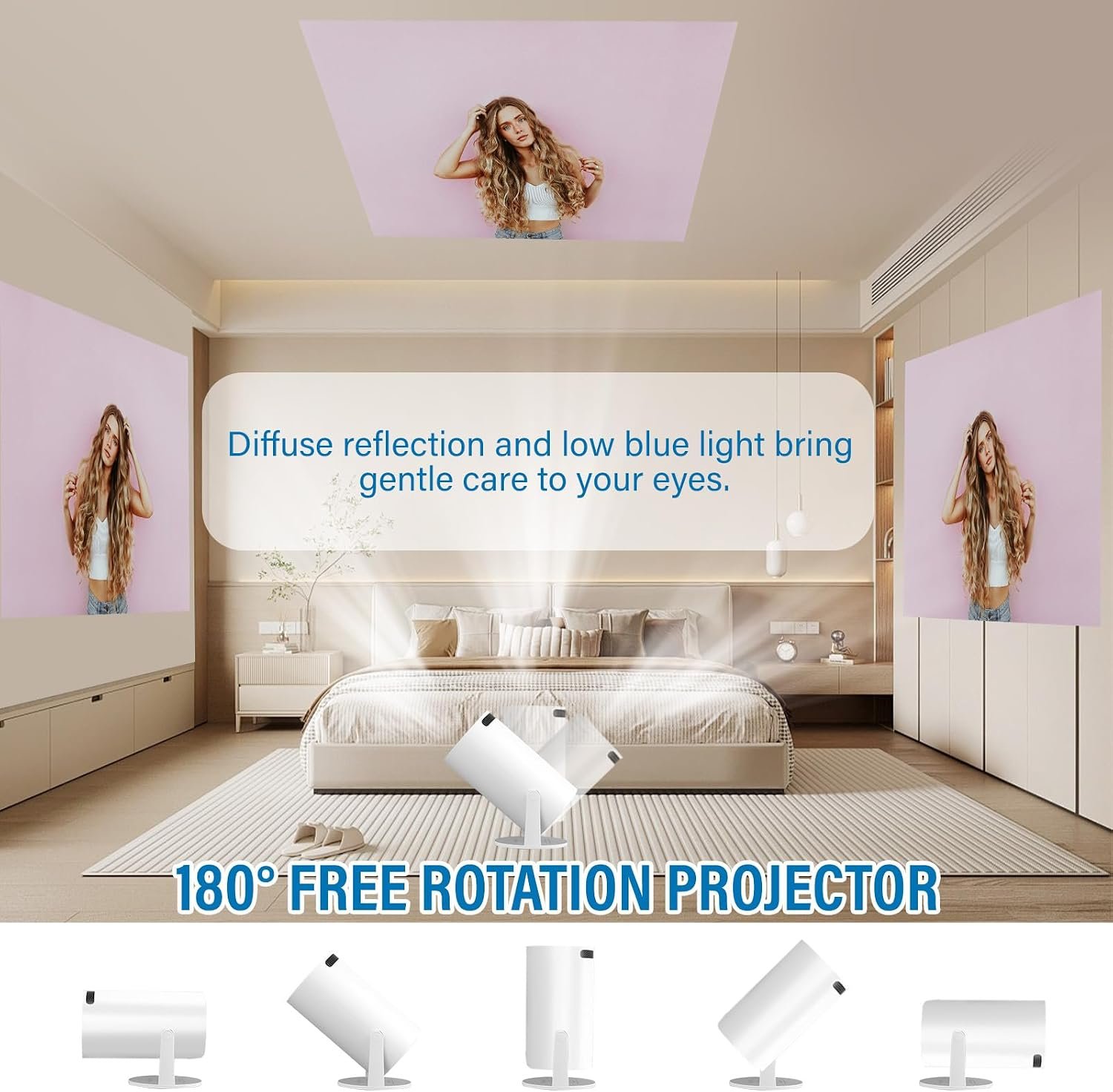 Mini Projector with Android 11, Mini Video Projector HY300 200ANSI 8000 Lumens, 4K WiFi 5G Bluetooth 5.0 Projector, 180° Cinema Projector Can Rotate for TV Stick Buy Online at Best Price in Egypt . - الصورة 7