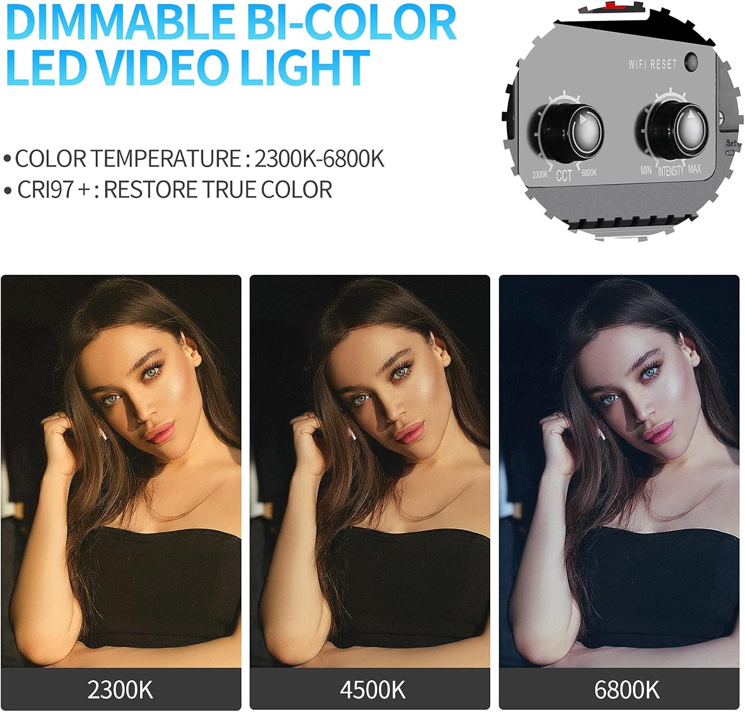 GVM 3 Pack LED Video Lighting Kits with APP Control, Bi-Color Variable 2300K~6800K with Digital Display Brightness of 10~100% for Video Photography, CRI97+ TLCI97 Led Video Light Panel +Barndoor : Electronics - الصورة 4