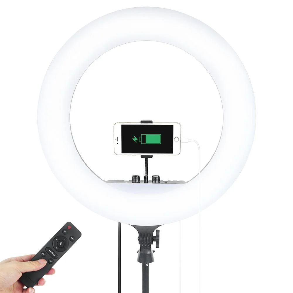 فوسوتو FT-54 مصباح حلقي LED بحجم 21 بوصة للتصوير الفوتوغرافي، إضاءة للكاميرا والهاتف، مصباح حلقي للمكياج والفيديو مع حامل ثلاثي القوائم لليوتيوب - الصورة 2