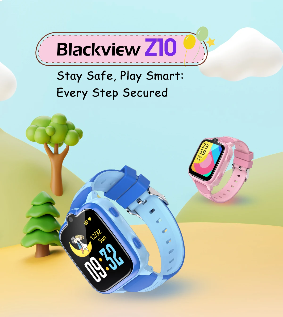 ساعة Blackview Z10 للأطفال 1G + 8G شاشة IPS مقاس 1.83 بوصة IP67 مقاومة للماء للتعرف على الوجه 680mAh 4G SIM مكالمة فيديو GPS - الصورة 7