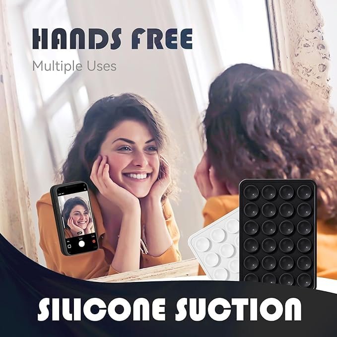 Silicone Sticky Grip, Suction Cup Phone Holder for iPhone and Android, Hands Free Adhesive Phone Grip, Phone Mirror Holder for Selfie and Videos (Black) Buy Online at Best Price in Egypt . - الصورة 2