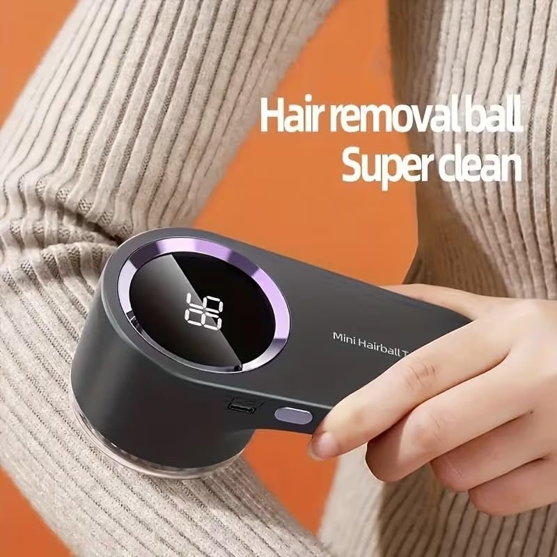 Portable Lint Remover, Digital Display, Rechargeable, 5.5cm x 15cm, Grey with Purple Ring Buy Online at Best Price in Egypt . - الصورة 3