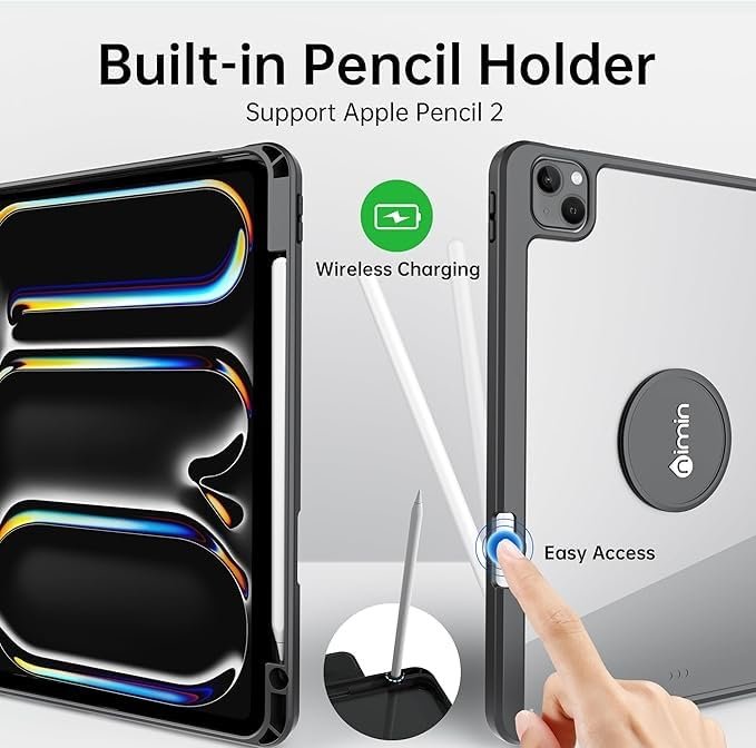 nimine Rotatable Case for iPad Pro 13 inch 2024 (M4),Detachable Magnetic Design,360° Rotating,Adjustable Stand,Pen Holder,Auto Sleep/Wake,Black Buy Online at Best Price in Egypt . - الصورة 2
