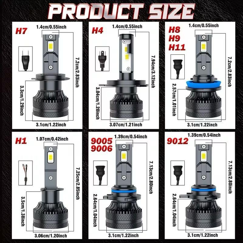 Bullvision H7 LED Car Bulbs, Increased Lighting +300% | Fast heat dissipation, 12000 rpm fan, high and low light, silent turbo fan, efficient cooling Buy Online at Best Price in Egypt - الصورة 4