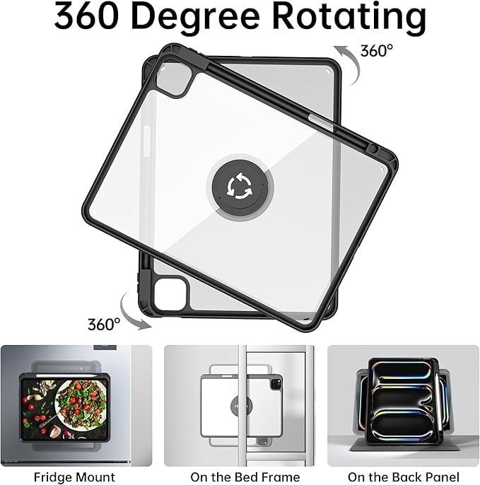 nimine Rotatable Case for iPad Pro 13 inch 2024 (M4),Detachable Magnetic Design,360° Rotating,Adjustable Stand,Pen Holder,Auto Sleep/Wake,Black Buy Online at Best Price in Egypt . - الصورة 5