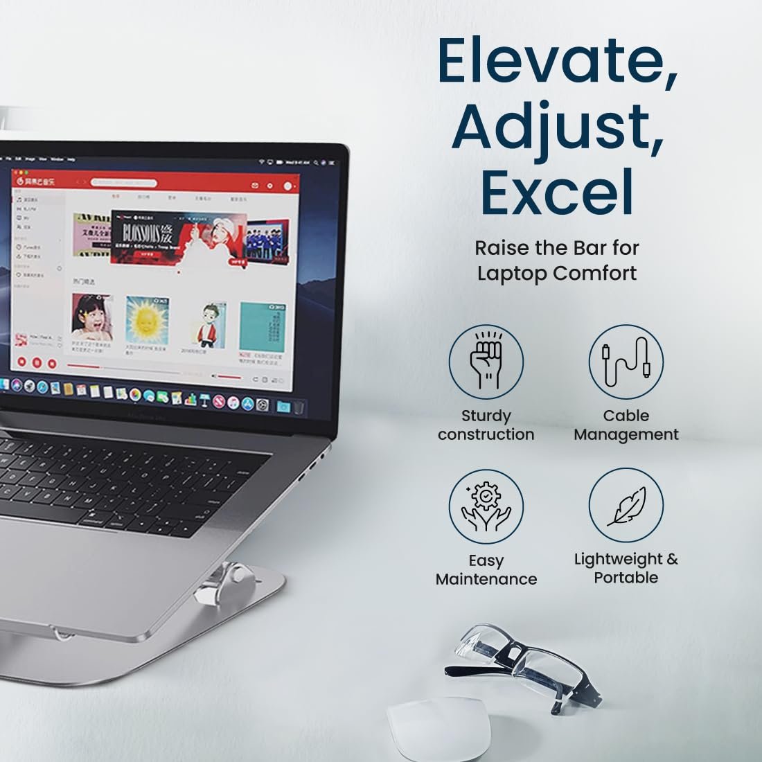 OTM Essentials Aluminum Adjustable Laptop Riser Stand, Buy Online at Best Price in Egypt - الصورة 4