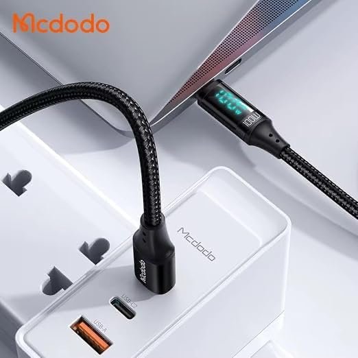 Mcdodou Digital HD 100W PD Fast Charge Type-C to Type-C Cable | LED Power Display, 5A Current, Braided Design, USB-C to USB-C, 1.2m Length Buy Online at Best Price in Egypt . - الصورة 5