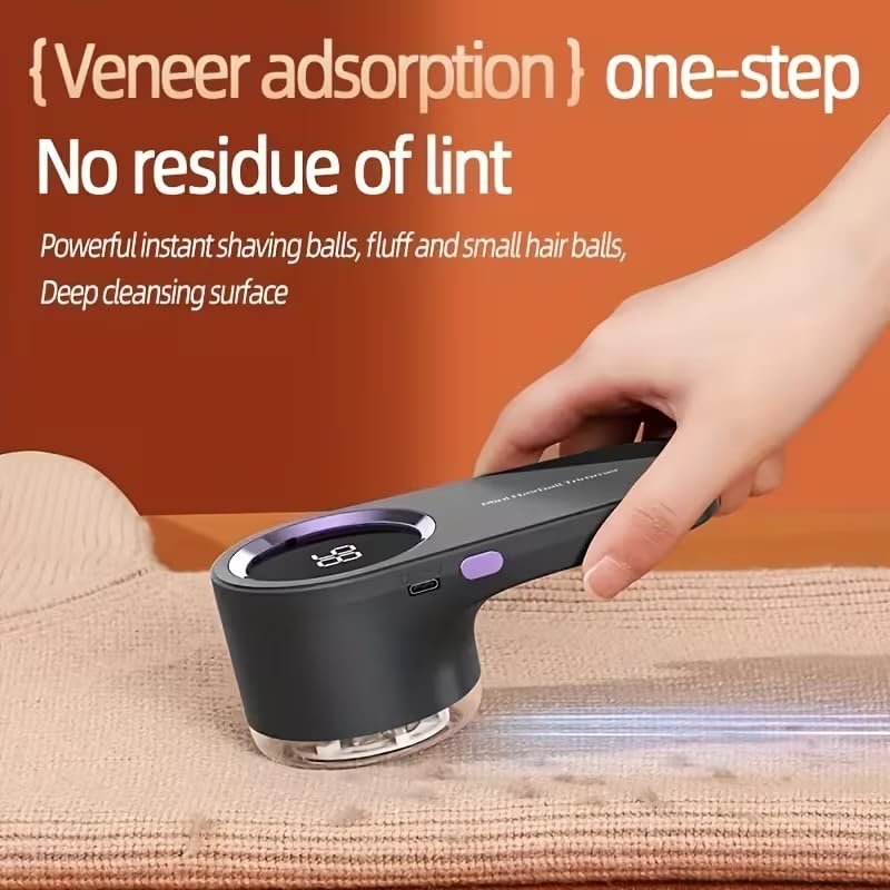 Portable Lint Remover, Digital Display, Rechargeable, 5.5cm x 15cm, Grey with Purple Ring Buy Online at Best Price in Egypt . - الصورة 6