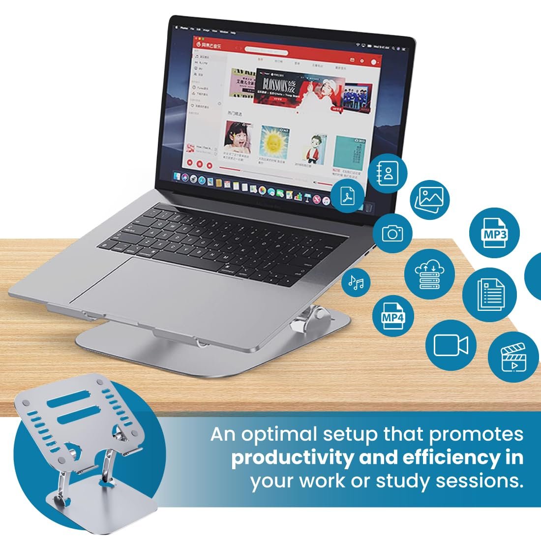 OTM Essentials Aluminum Adjustable Laptop Riser Stand, Buy Online at Best Price in Egypt - الصورة 2
