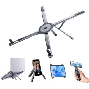 360° Rotatable Foldable Tablet Stand with Multi-Angle Adjustment &Portable Desktop Holder - Adjustable Arms Suitable for Smartphones, Tablets, Laptops, Compatible for,, -Readers, for Office Travel Use
